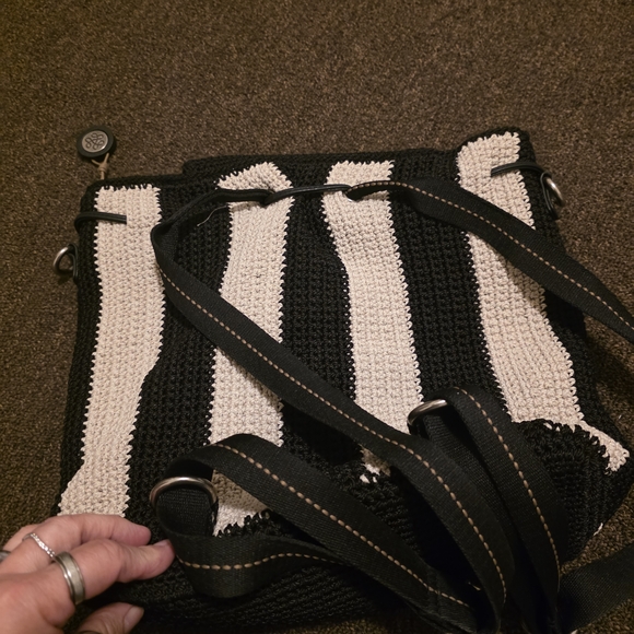 The Sak Black and Cream Striped Backpack - Picture 2 of 4